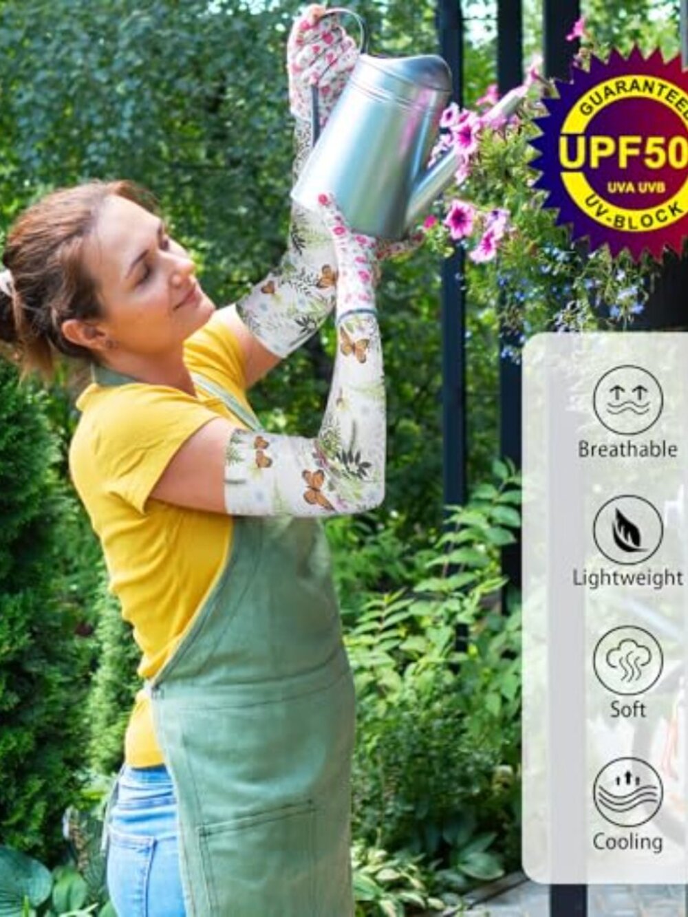 UV UPF 50+ Cooling Arm Sleeves with Thumbholes for Gardening - Picture 3 of 7